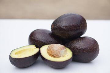 Fresh avocado fruits. Concept, Healthy food. Avocados are high- good fat fruit that are considered a super food because of its great health benefits, also export agriculture crops.  