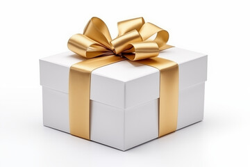 Obraz premium Gift box with a blank label for mockup on a white isolated background