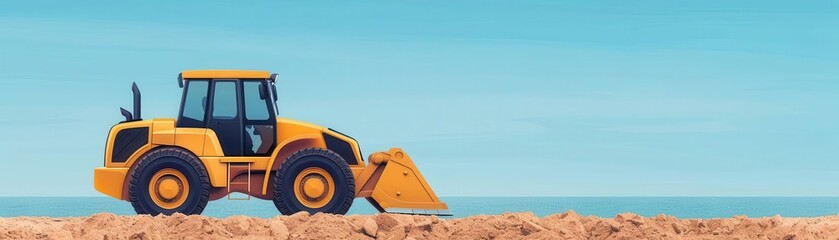 Obraz premium Safety sensors for heavy machinery performance flat design, side view, construction site theme, water color, Complementary Color Scheme