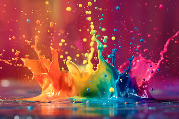 vibrant paint splatter on the earth. element design in rainbow colors