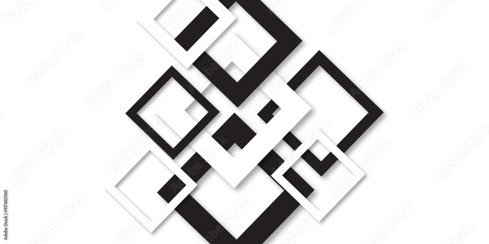 Poster modern seamless abstract pattern of geometric square shape. black and white cross Hand drawn vector divider with floral, geometric decorative element collection isolated on transparent background.