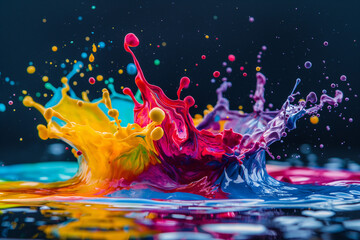 A splash of vibrant paint on the ground. rainbow-coloured element design