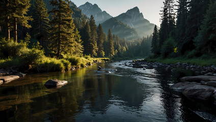 Naklejka premium lake in the mountains