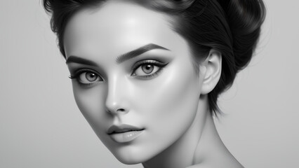 Fototapeta premium Monochrome Portrait of a woman Ideal for fashion beauty and editorial themes