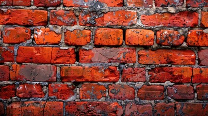 Antique Distressed Brick Wall Texture with Grunge Red Stonewall Background