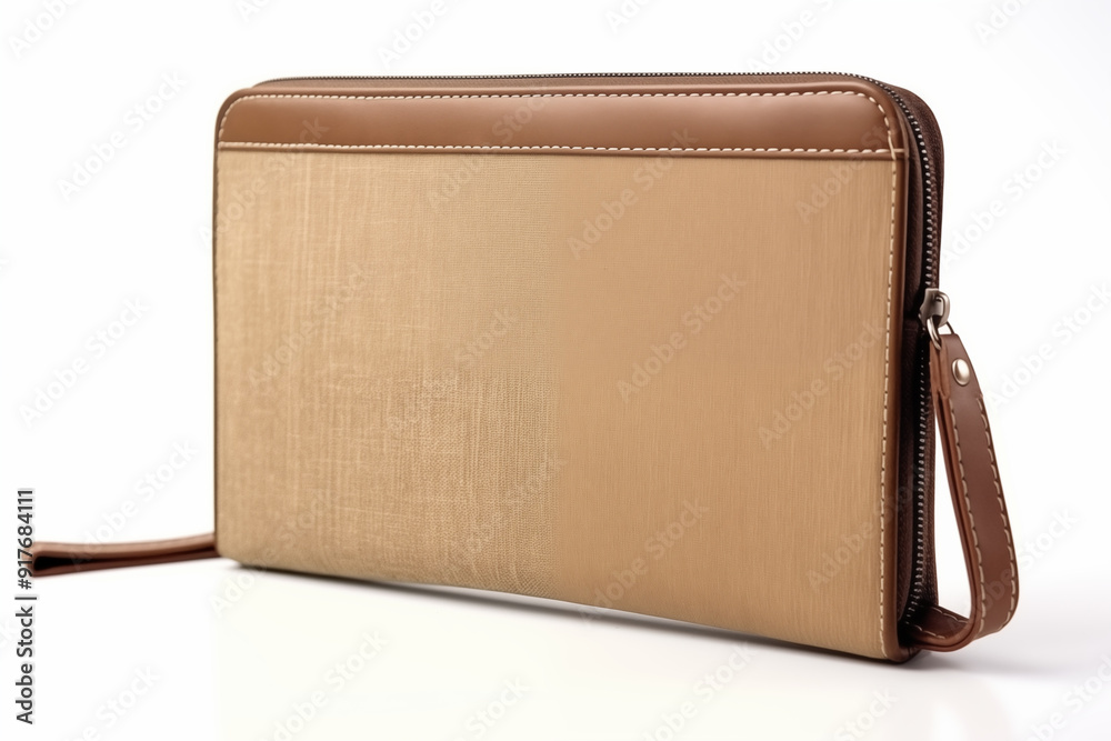 Wall mural a flax-colored wallet on an isolated background