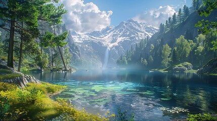 Nature landscape backdrop scenery mountains trees