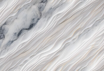 A close-up view of a textured marble surface featuring flowing patterns in shades of white, gray, and cream. The smooth, wavy lines create a sense of depth and elegance, ideal for backgrounds.
