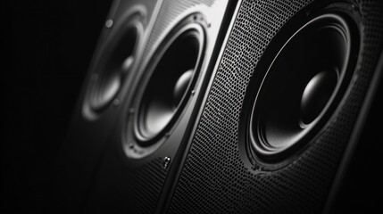 Close-up of Black Speaker with Circular Grille and Driver