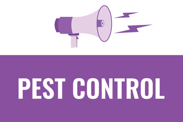 pest control button, banner, label, template for website. pest control text with colorful megaphone icon
