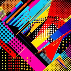 Classic polka dot background with bright, retro geometric elements...