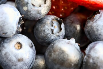 blueberries on a table