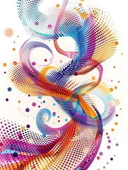 Colorful whirlpool icons with polka dot patterns forming ripple circles, vector graphic on white..