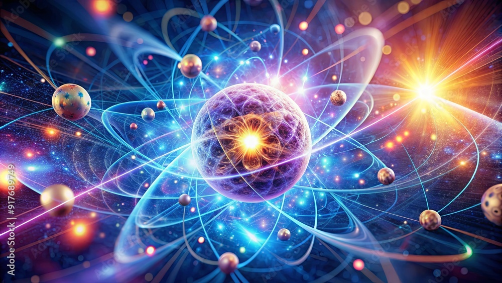 Wall mural abstract image representing quantum mechanics and the mysterious world of subatomic particles, quant