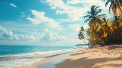 Palm Trees on a Sunny Beach with Turquoise Water