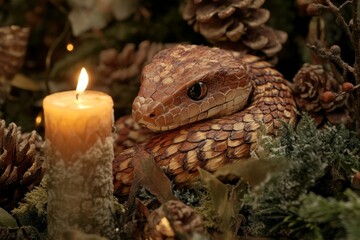 Obraz premium Happy New Year snake symbols 2025 year