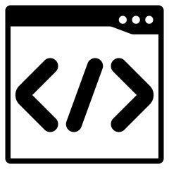 Coding Icon in Glyph Style Suitable for Web, Apps, Presentation, or Printable Meaning