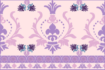 Ikat flower seamless pastel tones , Motif ethnic  floral seamless textil,  embroidery, print striped ornament floral, pattern, design for wrapping, silk, scarf, background, textile