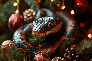 Fototapeta premium Happy New Year snake symbols 2025 year