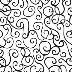 Abstract seamless pattern with swirling lines and curls, perfect for adding a touch of whimsy and elegance to your design projects.