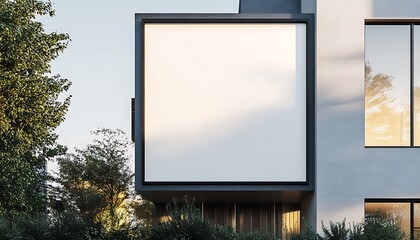 Blank Billboard on Modern Building Facade