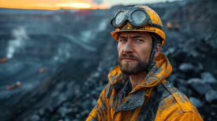 Fototapeta premium Close-up Portrait of a Coal Miner