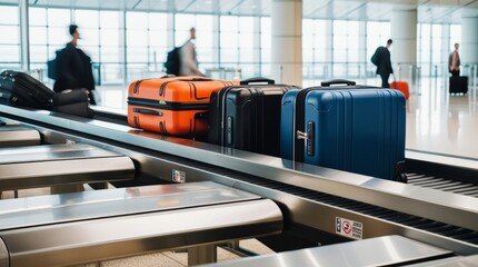 Fototapeta premium Baggage conveyor belt in airport terminal