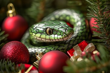 Fototapeta premium Happy New Year snake symbols 2025 year