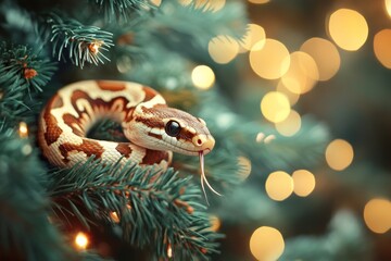 Fototapeta premium Happy New Year snake symbols 2025 year