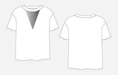 Dress design t shirt tops blouse technical drawing fashion flat sketch vector illustration template for women's and ladies.