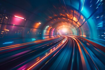 Obraz premium Speeding Through Neon Lights