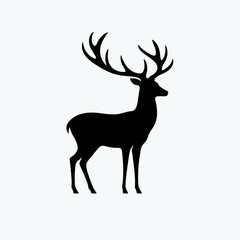 Obraz premium Dear silhouettes, very simple and single Dear silhouette white background