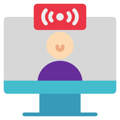 Obraz premium Live Streaming Icon in Flat Style Suitable for Web, Apps, Presentation, or Printable Meaning