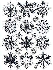 Black and White Snowflakes Pattern