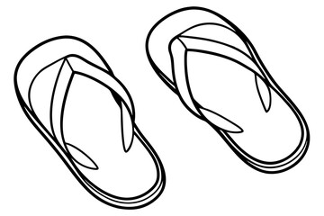Flip-flops line art vector, shoe outline vector illustration
