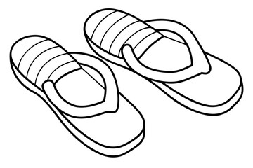 Flip-flops line art vector, shoe outline vector illustration