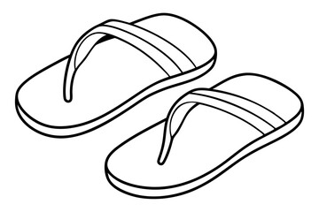 Flip-flops line art vector, shoe outline vector illustration