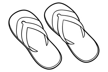 Flip-flops line art vector, shoe outline vector illustration