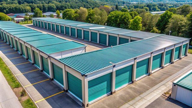 Aerial view of temporary self storage units , storage, temporary, self, units, aerial, shot, overhead, containers