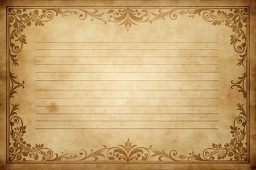 Obraz premium The classic stationery features an elegant, aged paper background with a subtle texture, faint lines, and decorative borders, reminiscent of antique stationery.