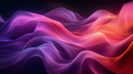 Fototapeta premium Gradient waves in vibrant purple, pink, and orange tones, abstract background for digital art and design.