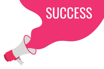 success button, banner, label, template for website. success text with colorful megaphone icon
