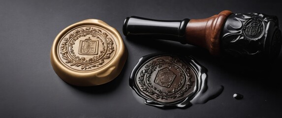 Elegant decorative wax seal stamp on a black background, perfect for stationery