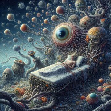 very strange photorealistic detailed illustration with deep meaning 
