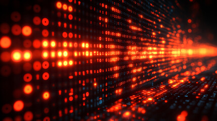 blue computer screen displays intricate binary code, symbolizing the digital age, data encryption, and the rapid advancement of technology in modern society