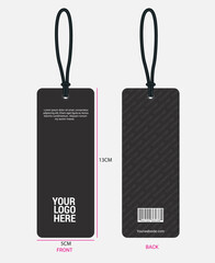 Clothing hang tag Vector illustration template design front and back view easy editing and customizable.