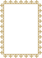 Vector golden square Kazakh national ornament. Ethnic pattern of the peoples of the Great Steppe