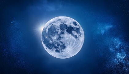 Obraz premium Magical Atmosphere: Full Moon Against a Dark Blue Sky