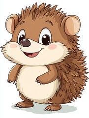 Fototapeta premium Cute Cartoon Hedgehog with a Big Smile