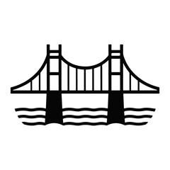Minimalist Bridge Silhouette Vector - Architectural Landmark